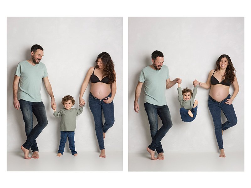 fotografía embarazo divertida familia