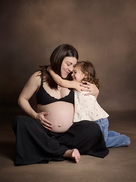 complicidad, abrazo, madre, hija