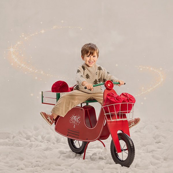decorados de Navidad para sesiones de fotos, barcelona, moto papa noel